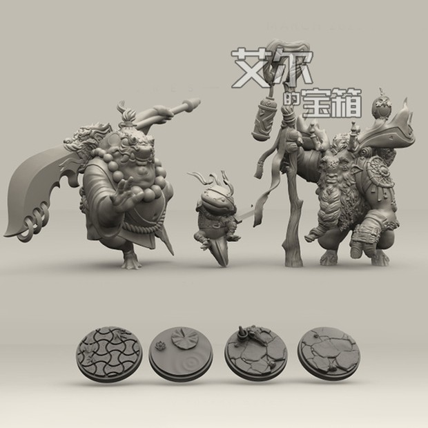 青蛙忍者蛙仙人妙木山出来的勇士微缩模型gk白模涂装手办桌游棋子