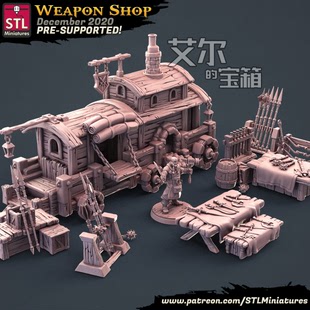 武器铁匠铺打铁猎屠夫屠宰场法师密室定做摆件装饰品微缩模型场景