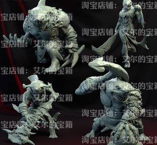 B1-6  鲨鱼组合 微缩模型 gk白模 桌游棋子指代 战棋 树脂