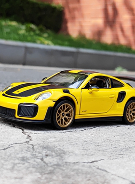 正版1:32保时捷911GT2RS儿童声光回力金属玩具车男孩仿真合金汽车