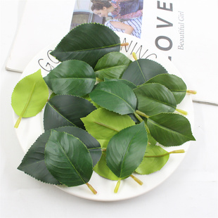 仿真茶花叶片仿真树叶装 饰品 饰叶子假树条绿色植物布景婚庆花墙装