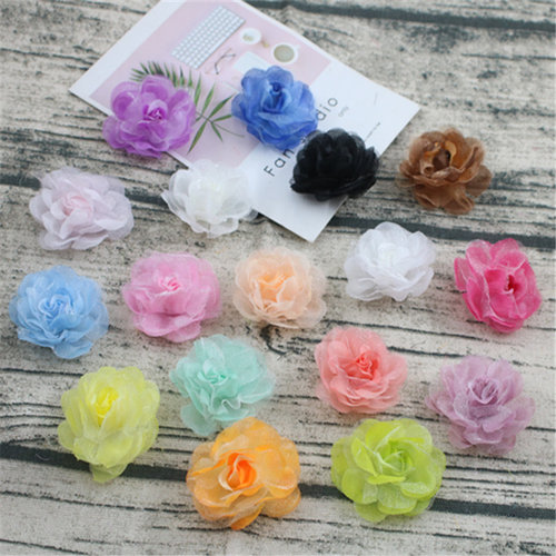 diy雪纺带边夹发朵丝网花