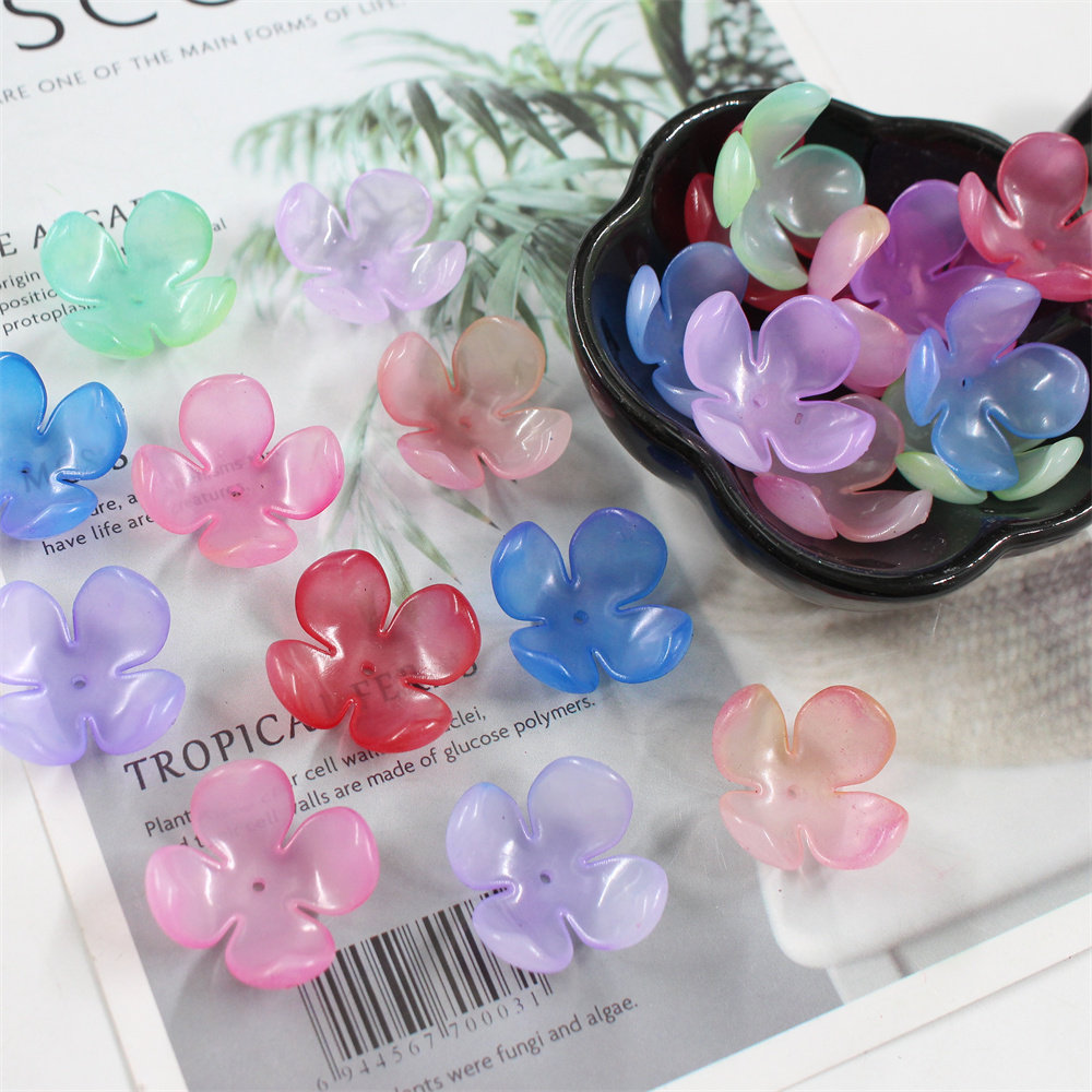 26mm亚克力渐变果冻四叶花瓣 蝴蝶兰花瓣手工diy杜鹃花串珠花束