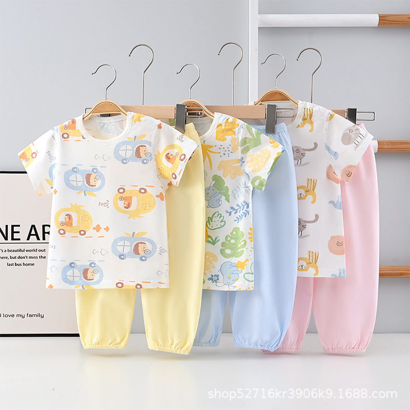 儿童套装夏季男宝宝衣服小童短袖T恤两件套婴幼儿A类长裤中小童