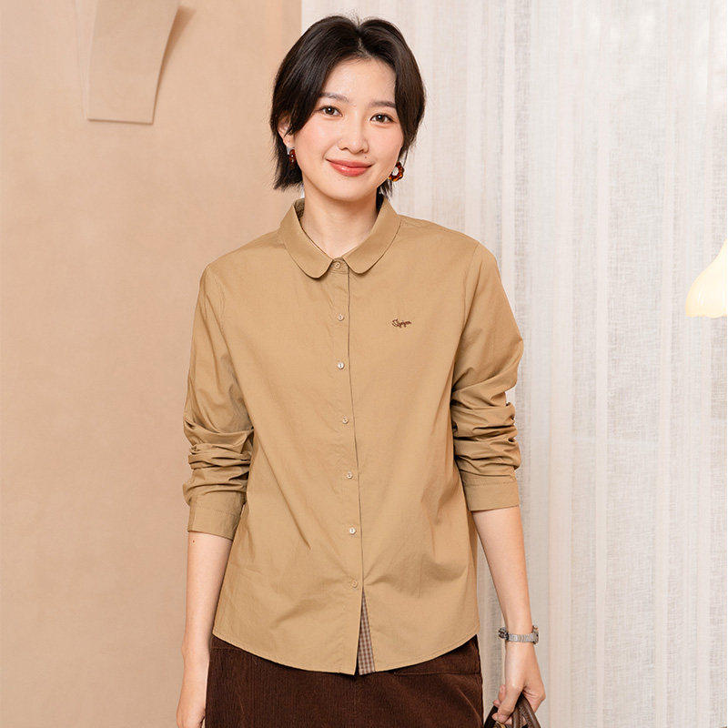 YUN韫秋季女通勤极简纯棉衬衫