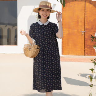 优雅气质欧根纱领印花短袖 YUN2025夏季 经典 女装 连衣裙5588 新品