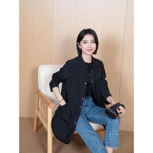 YUN2025春季新款女单排扣韩版氛围感小翻领中长款风衣外套5172