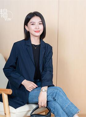 【YUN】韫2024秋季新品女装西装翻领经典气质韩版单排扣风衣外套