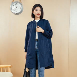 通勤罗纹领百搭长款 女装 薄棒球服风衣外套 新款 YUN韫2025秋季