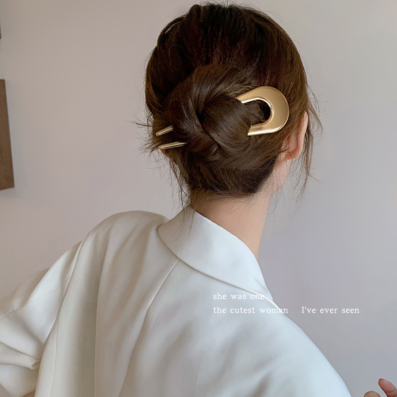 U型发簪女懒人盘发神器后脑勺簪子日韩极简风钗子丸子头发钗头饰