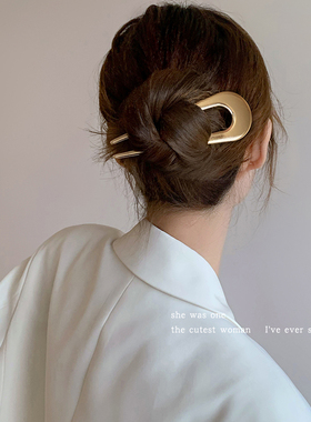 U型发簪女懒人盘发神器后脑勺簪子日韩极简风钗子丸子头发钗头饰