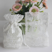 首饰袋饰品袋白色小布袋花边袋镂空透气纱袋干花袋抽绳袋礼品袋