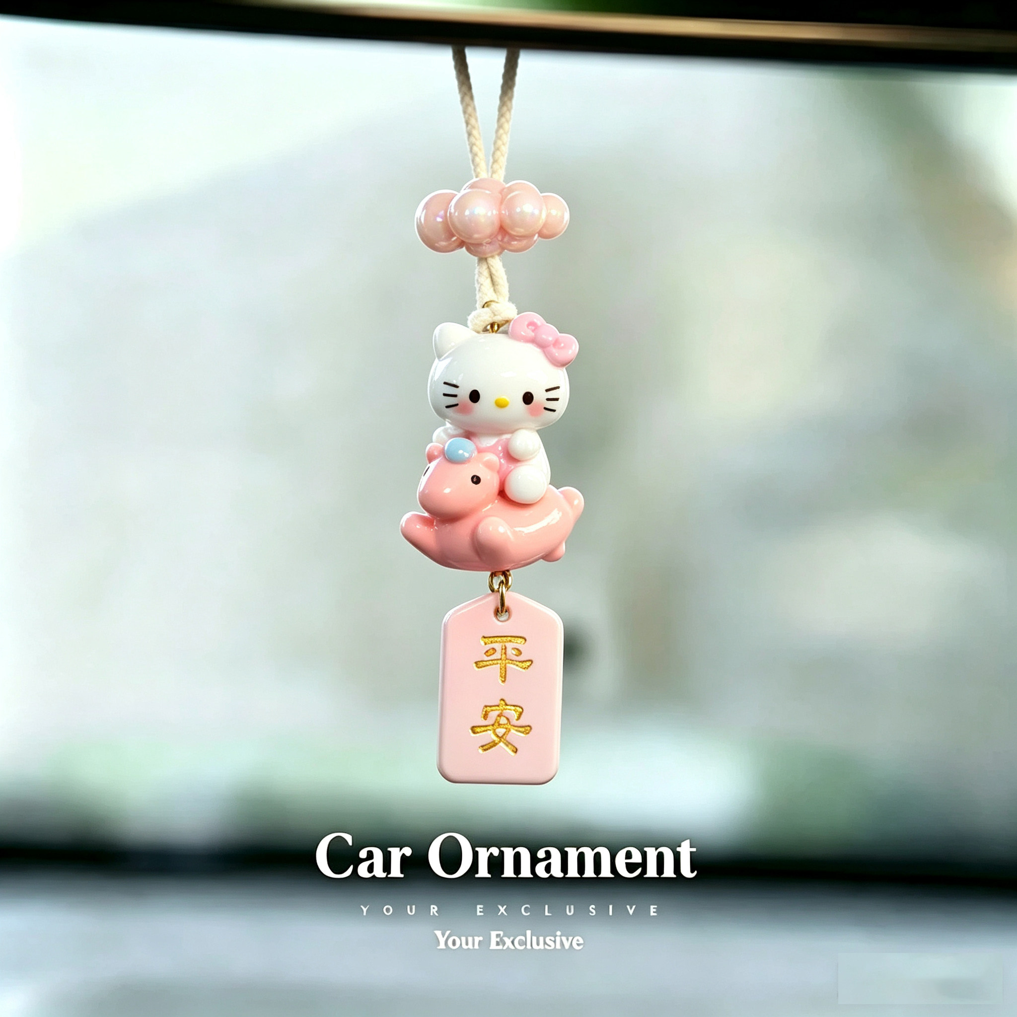 可爱凯蒂猫车载挂件HelloKitty车内后视镜吊坠网红汽车装饰挂坠