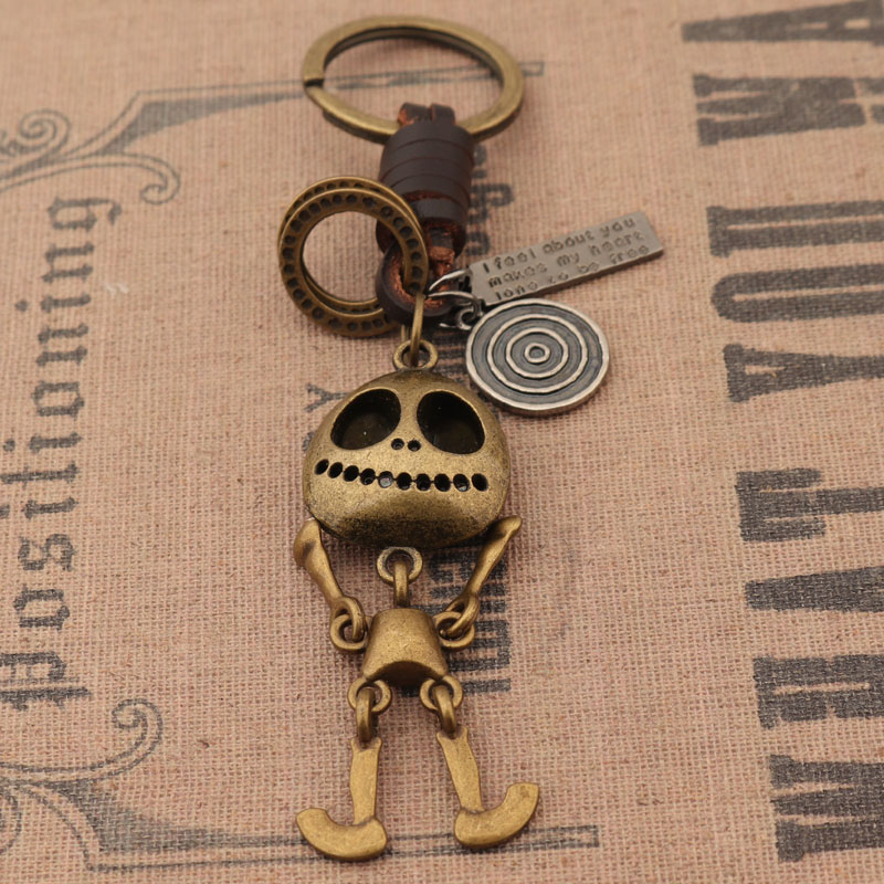 Movable Skeleton Keychain Ring Chain Cute Cartoon Personality Christmas Horror Night Jack Pendant Bag Accessory