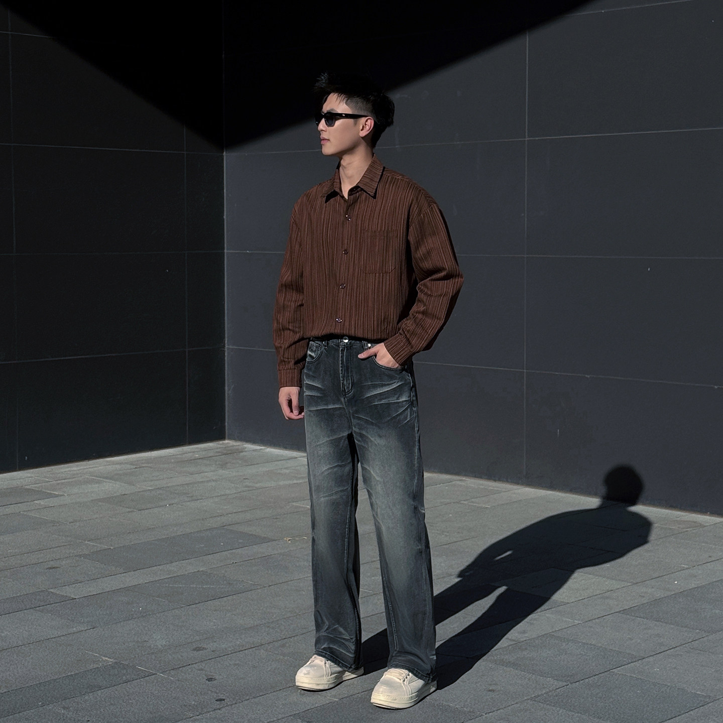 GLight美式直筒裤子男