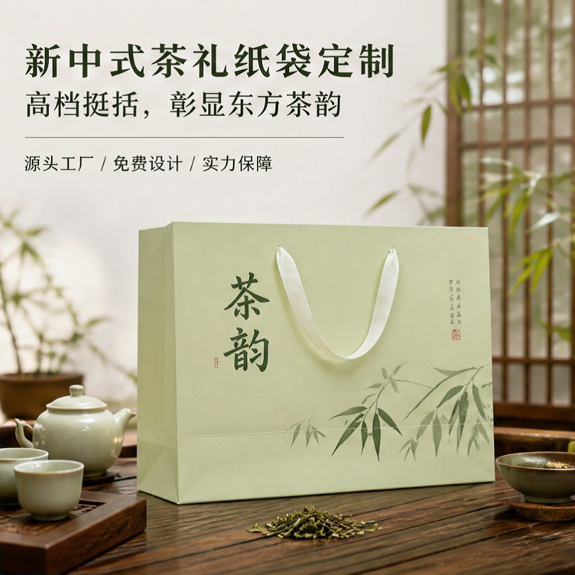 茶叶礼品袋礼盒专用手提袋纸袋送礼包装袋加厚纸袋免费定制印LOGO图片