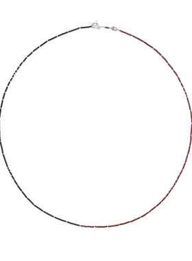 Fanciegarden 925纯银天然红黑石珍珠长款叠戴项链