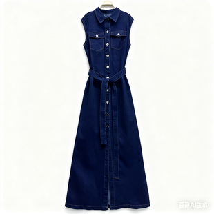 显瘦百搭宽松单排扣无袖 春秋季 时尚 女装 牛仔风衣 175高个子新款