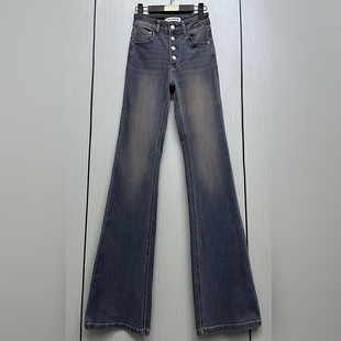 做旧百搭自然腰休闲喇叭牛仔裤 时尚 新款 外贸原单170高个子女装