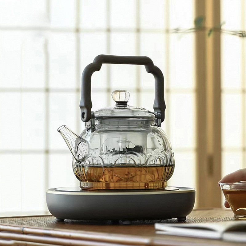 德国进口日式烟灰莲花提梁壶煮茶壶蒸煮两用煮茶器烧水壶耐高温茶