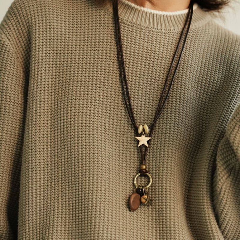 进口贰狸手作「木星」原创情侣项链复古毛衣链国风项链吊坠百搭民