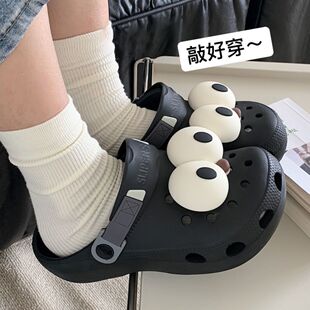 女款 韩式 男女外穿厚底防滑可爱情侣包头凉鞋 个性 eva不 搞怪洞洞鞋