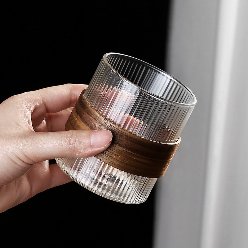 德国进口竖条纹玻璃咖啡杯家用水杯耐热茶杯口杯子夏季啤酒果汁饮