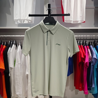 李宁短袖POLO衫男子2024新款健身系列排湿速干宽松翻领T恤APLU119