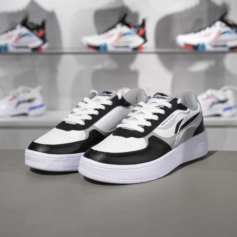 李宁板鞋2024夏季新款男子时尚潮流防滑耐磨经典休闲鞋AGCU457