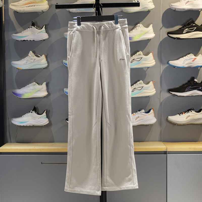 李宁卫裤女子2025冬季新品健身系列直筒加绒保暖运动长裤AKLV818