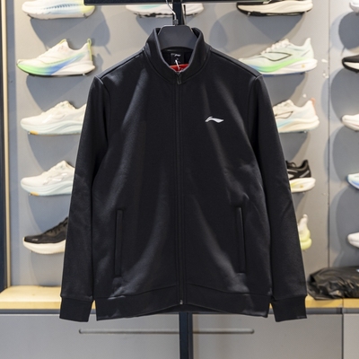 李宁男子立领加绒保暖开衫卫衣