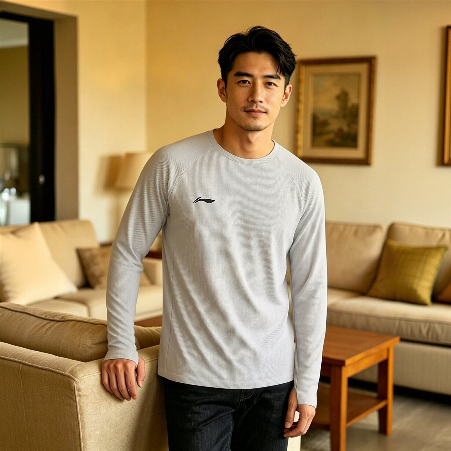 李宁健身男子圆领百搭卫衣