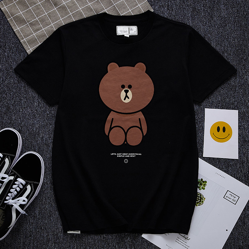 Brown布朗熊chocoolate夏短袖男女t恤亲子情侣款2025新款卡通印花