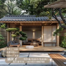 户外庭院日式茶室别墅木屋凉亭室外古建凉亭禅意日式凉亭中式茶亭