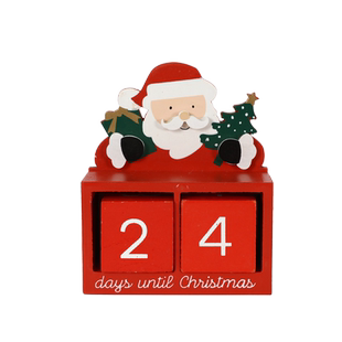 Christmas圣诞节木制Santa老人倒计时日历块自然色简约风格