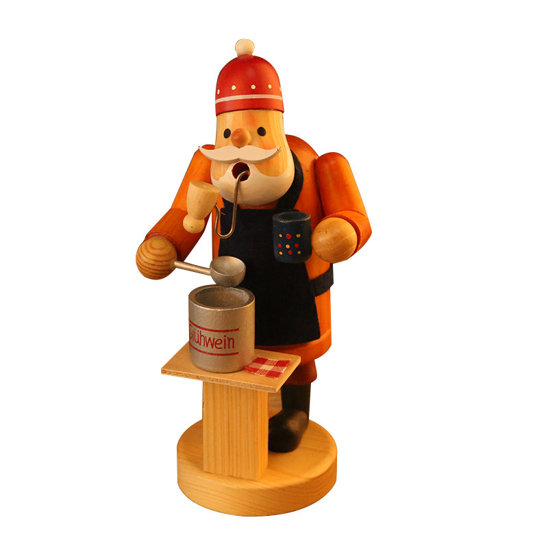 christmas德式木制18cm吹烟斗人木偶熏香炉smoker需配塔香 包