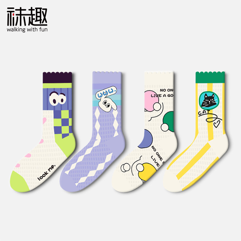 袜趣女生甜美少女中筒袜