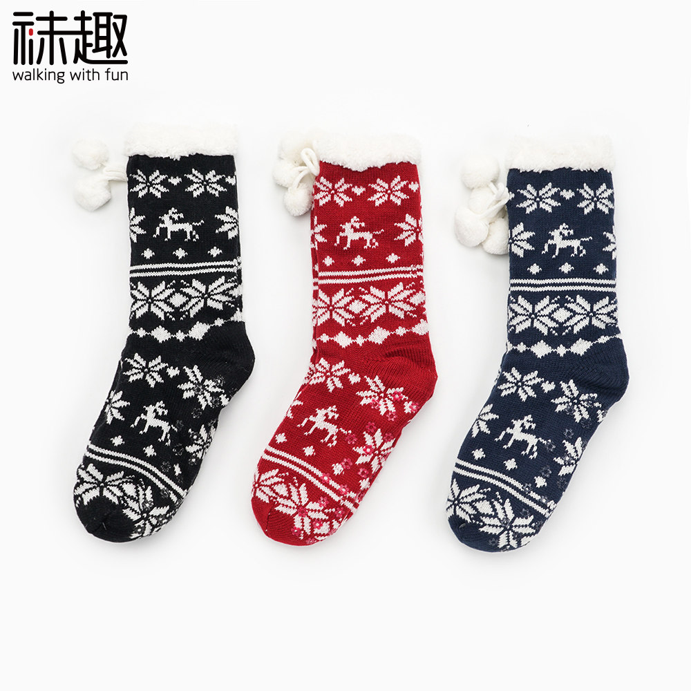 秋冬女士地板袜早教地毯袜圣诞袜