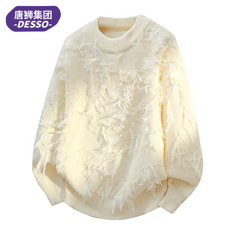 唐狮集团DESSO圆领毛衣男冬季2025新款潮牌宽松设计感毛线衫休闲