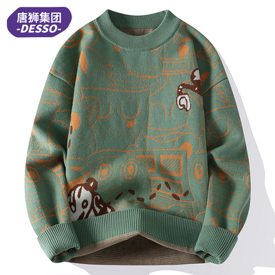唐狮集团DESSO 毛衣男冬季加厚2025半高领针织衫学生百搭男慵懒风