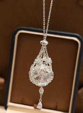 s925纯银 网兜水晶球项链复古时尚轻奢拉伸调节透明捕梦网小众设