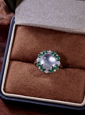 S925银天然水沫玉水沫子新中式清新气质指环戒指气质时尚戒指小众