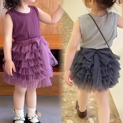 【偏小一码】宝宝周岁礼tutu裙裤套装2026春女童包臀裙网纱蛋糕裙