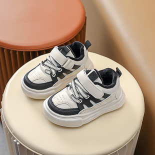 男童运动鞋男童鞋秋冬季新款儿童二棉鞋薄绒加棉绒学步鞋女童板鞋