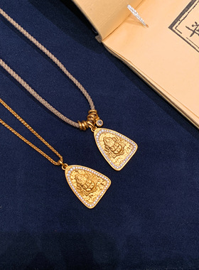 重生小元宝Paula新中式国潮点钻黄财神吊坠女项链毛衣链礼物Y016