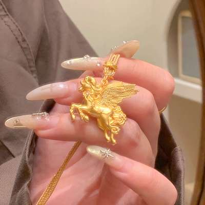 Paula时序 新中式国潮风丨古法金星辰飞马项链飞马吊坠 S047