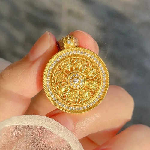 八宝罗盘30mm（卡其色）镀银全新