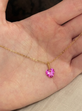 paula时序 灵动粉色心形锁骨链轻奢简约项链 Y001