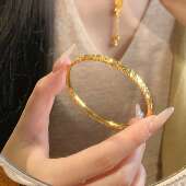 Paula S005 车花锤纹高闪碎碎冰手镯 新中式 国潮风