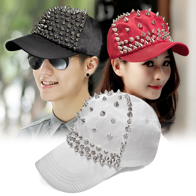 尖铆钉缝制软顶棒球帽子男女个性时尚二次元鸭舌帽街头防晒太阳帽
